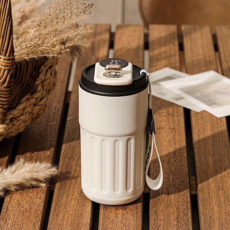 Smart Digital Thermal Bottle Portable Coffee Mug Stainless Steel Water Bottle 450ml - Masuh best bargains 