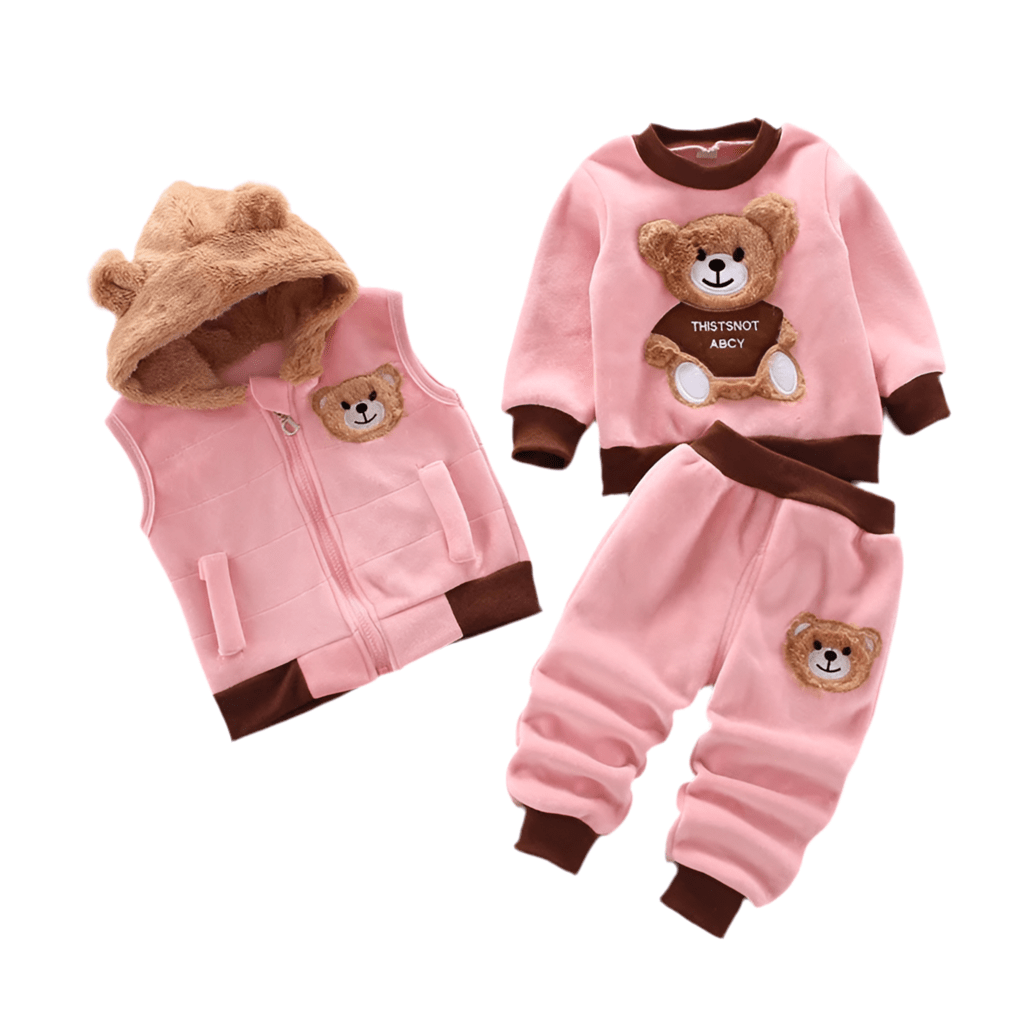 Kids Set Tricken Fleece Children Hooded Outerwear Tops Pants 3PCS Outfits - Masuh best bargains 