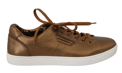 Dolce & Gabbana Golden Metallic Leather Sneakers - Masuh best bargains 