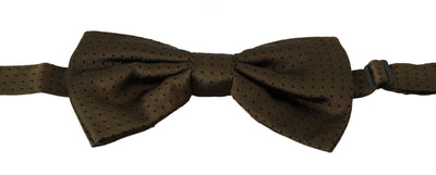 Dolce & Gabbana Elegant Brown Polka Dot Silk Bow Tie - Masuh best bargains 