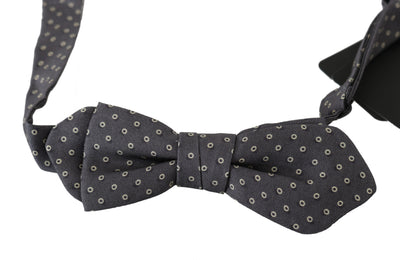 Dolce & Gabbana Elegant Silk Gray Circle Pattern Bow Tie - Masuh best bargains 