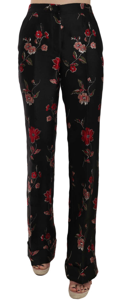 Dolce & Gabbana Elegant Floral Print Boot Cut Trousers - Masuh best bargains 