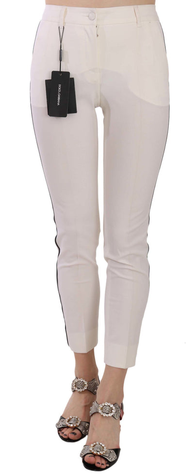 Dolce & Gabbana Elegant Side Stripe Cropped Wool Trousers - Masuh best bargains 