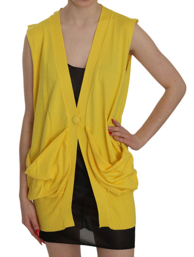 PINK MEMORIES Elegant Yellow Sleeveless Cotton Vest - Masuh best bargains 