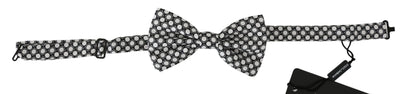 Dolce & Gabbana Elegant Black White Circle Silk Bow Tie - Masuh best bargains 