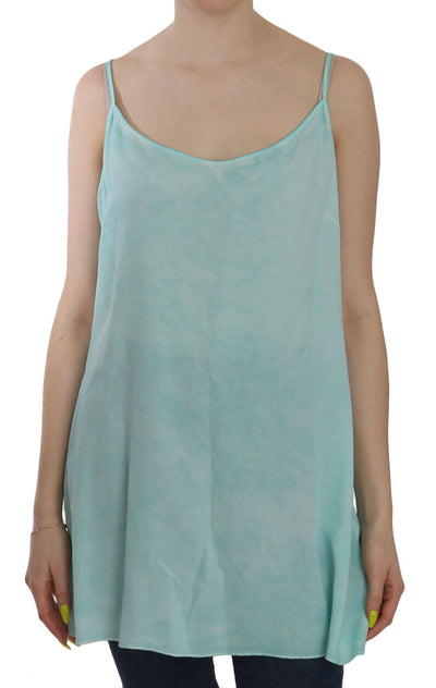 Ermanno Scervino Elegant Spaghetti Strap Sleeveless Blue Top - Masuh best bargains 