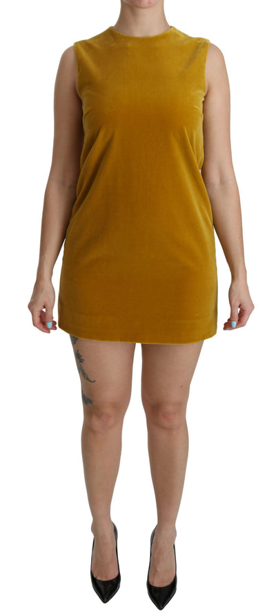 Dolce & Gabbana Mustard Velvet Shift Mini Dress - Masuh best bargains 