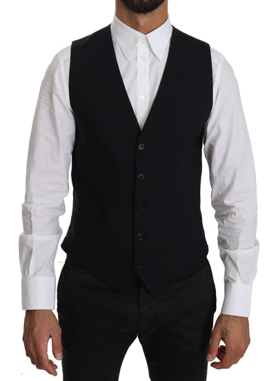 Dolce & Gabbana Elegant Blue Formal Wool-Blend Dress Vest - Masuh best bargains 
