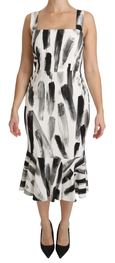 Dolce & Gabbana Chic Monochrome Sheath Midi Dress - Masuh best bargains 