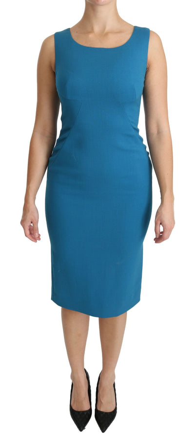 Dolce & Gabbana Elegant Sheath Knee-Length Wool Dress - Masuh best bargains 