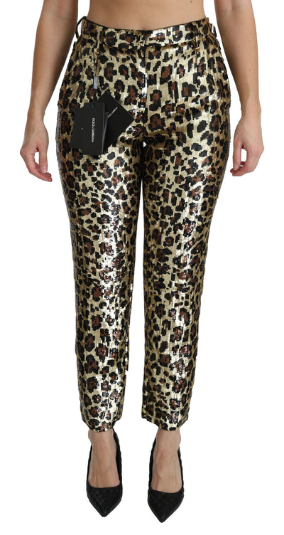 Dolce & Gabbana Chic High Waist Leopard Sequin Pants - Masuh best bargains 