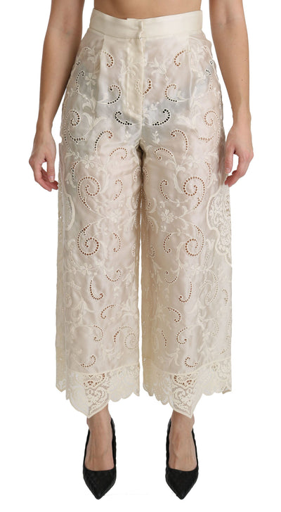 Dolce & Gabbana Elegant High Waist Palazzo Cropped Pants - Masuh best bargains 