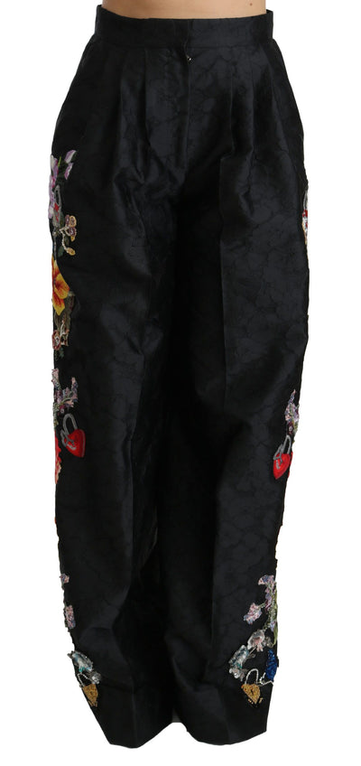 Dolce & Gabbana Elegant High Waist Wide Leg Floral Pants - Masuh best bargains 