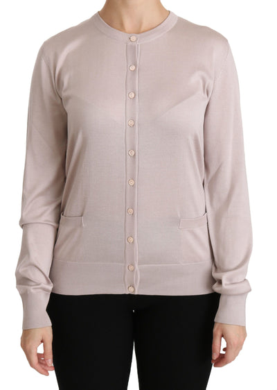 Dolce & Gabbana Silk Blend Pink Crew Neck Cardigan - Masuh best bargains 