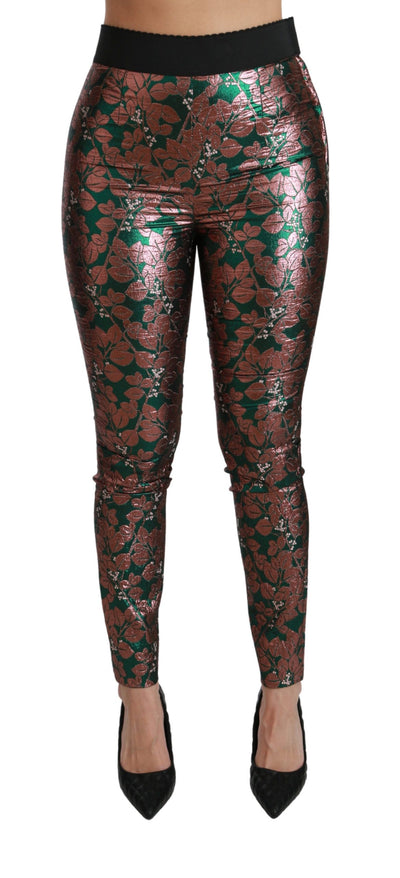Dolce & Gabbana Elegant Bronze Leaf Metallic Trousers - Masuh best bargains 