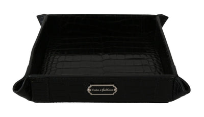 Dolce & Gabbana Elegant Black Exotic Skin Entry Tray - Masuh best bargains 