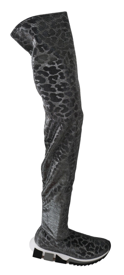 Dolce & Gabbana Elegant Leopard Booties Above Knee Shoes - Masuh best bargains 