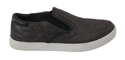 Dolce & Gabbana Elegant Gray Caiman Leather Loafers - Masuh best bargains 
