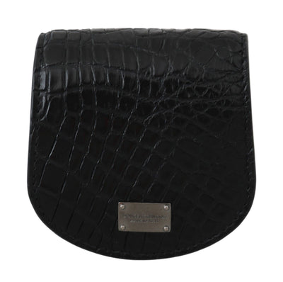 Dolce & Gabbana Sleek Black Leather Coin Case Wallet - Masuh best bargains 