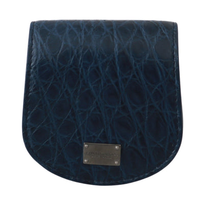 Dolce & Gabbana Elegant Blue Caimano Leather Condom Case Wallet - Masuh best bargains 