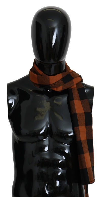 Costume National Chic Orange Check Wool Blend Scarf - Masuh best bargains 