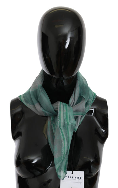 Costume National Elegant Silk Green Printed Scarf - Masuh best bargains 