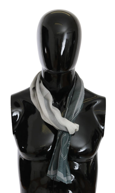 GF Ferre Elegant Blue Gray Patterned Scarf - Masuh best bargains 