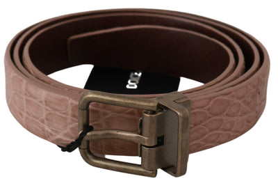 Dolce & Gabbana Elegant Exotic Skin Brushed Gold Buckle Belt - Masuh best bargains 