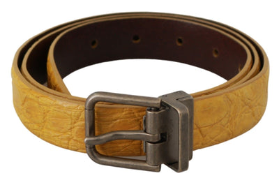 Dolce & Gabbana Exotic Yellow Animal Pattern Leather Belt - Masuh best bargains 