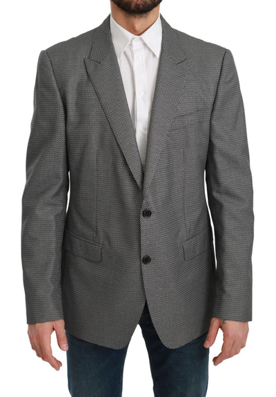 Dolce & Gabbana Elegant Gray Fantasy Pattern Slim Fit Blazer - Masuh best bargains 
