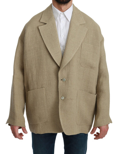 Dolce & Gabbana Chic Beige Jute Single-Breasted Blazer - Masuh best bargains 