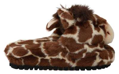 Dolce & Gabbana Elegant Giraffe Pattern Slides for Sophisticated Comfort - Masuh best bargains 