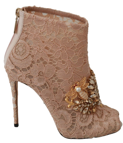 Dolce & Gabbana Elegant Lace Stilettos with Crystal Accents - Masuh best bargains 