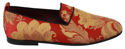 Dolce & Gabbana Rose Gold Brocade Loafers Slide Flats - Masuh best bargains 