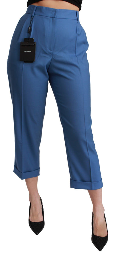 Dolce & Gabbana Elegant Pleated Wool Cuffed Trousers - Masuh best bargains 
