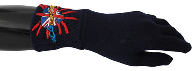 Dolce & Gabbana Blue Virgin Wool Unisex Gloves - Masuh best bargains 