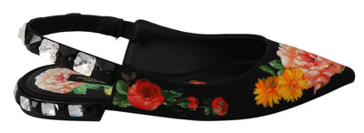 Dolce & Gabbana Elegant Crystal-Embellished Floral Flats - Masuh best bargains 