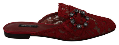 Dolce & Gabbana Radiant Red Slide Flats with Crystal Embellishments - Masuh best bargains 