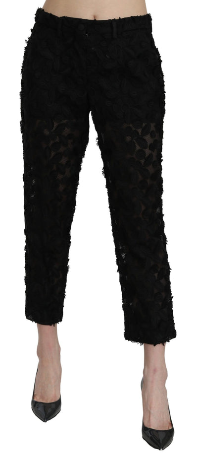 Dolce & Gabbana Elegant Straight Cropped Lace Trousers - Masuh best bargains 