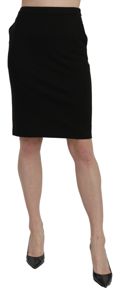 GF Ferre Chic High Waist Black Linen Skirt - Masuh best bargains 