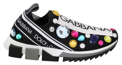 Dolce & Gabbana Black Crystal-Embellished Low Top Sneakers - Masuh best bargains 