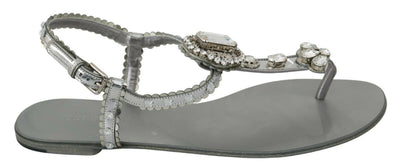 Dolce & Gabbana Elegant Silver Flats with Crystal Embellishments - Masuh best bargains 