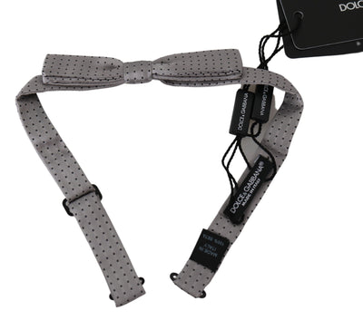 Dolce & Gabbana Elegant Silk Gray Polka Dot Bow Tie - Masuh best bargains 