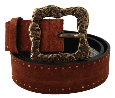 Dolce & Gabbana Elegant Suede Leather Belt with Gold Studs - Masuh best bargains 
