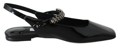 Jimmy Choo Elegant Black Patent Flats with Crystal Accent - Masuh best bargains 