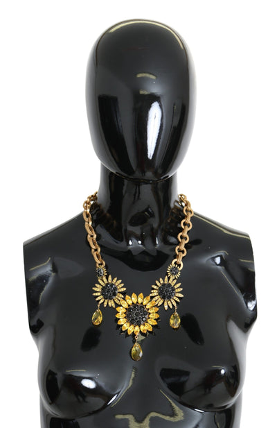 Dolce & Gabbana Elegant Gold Floral Crystal Statement Necklace - Masuh best bargains 