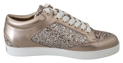 Jimmy Choo Ballet Pink Glitter Leather Sneakers - Masuh best bargains 