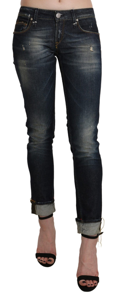 Acht Chic Dark Blue Skinny Cropped Jeans - Masuh best bargains 