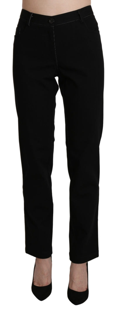 BENCIVENGA Elegant High Waist Straight Black Trousers - Masuh best bargains 