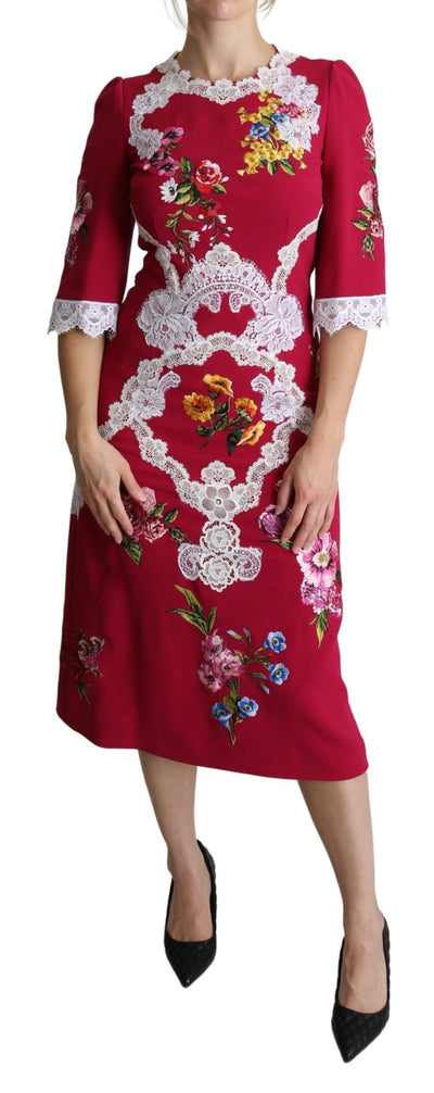 Dolce & Gabbana Floral Embroidered Sheath Midi Dress - Masuh best bargains 